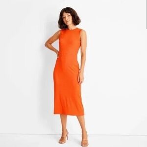 Future Collective Kahlana Barfield Orange Cut Out Back Ribbed Midi Dress Size xl